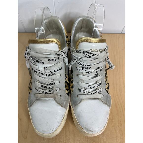 Zadig & Voltaire Leo Wild Sneaker Leopard Print with Silver/Gold Leather Size 40 - Picture 5 of 8